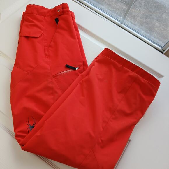 Spyder Insulated Ski Snow Pants Kids size 20 red orange 3M Thinsulate worn - Picture 1 of 16